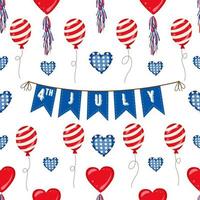 banner ballonnen harten gors of vlaggen in rood wit en blauw patriottische kleuren naadloze patroon vector