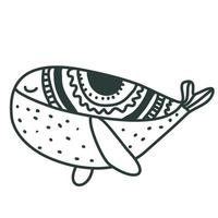 schattige kwekerij hand getrokken walvis in Scandinavische stijl kinderachtig afdrukken voor kinderdagverblijf kinderkleding poster briefkaart vector illustratie Scandinavische stijl kleurboek tekenen om in te kleuren
