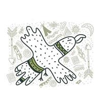 de schattige adelaar tekende een doodle-stijl met een indisch patroon schattige kinderkamer vogel in scandinavische stijl kinderachtige print voor kinderkamer kinderkleding poster vector