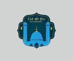 eid ul fitr islamitische illustratie met moskee vector