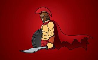 spartaanse krijger Romeinse of griekse krijger met zwaard vector