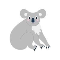 schattige grappige koala zittend op een witte achtergrond vector afbeelding in cartoon vlakke stijl decor voor kinder posters postkaarten kleding en interieurdecoratie