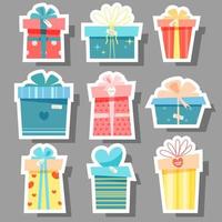 grote set met stickers van cadeaus vector