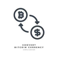 dollar valuta-uitwisseling bitcoin dunne lijn pictogram vector