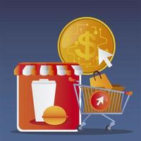 online winkelwagen en foodservice bestellen e-commerce vector