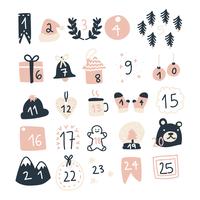 Super Girly Christmas Advent-kalender vector