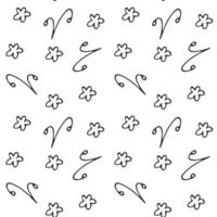 naadloze patroon met eenvoudige handgetekende bloemenelementen Skandinavische stijl vectorillustratie in zwart-wit vector