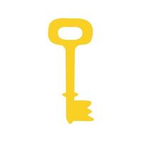 een eenvoudige gouden sleutel op een witte achtergrond vector afbeelding in een vlakke stijl