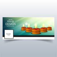 Mooi Happy diwali diya olielamp festival facebook cover des vector