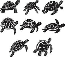 schattig en mooi schildpad silhouet vector illustratie