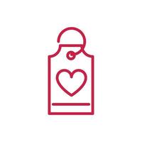 gelukkige Valentijnsdag tag prijs hart romantisch rode lijn ontwerp vector