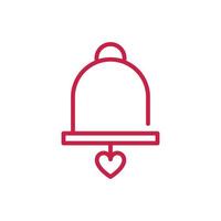 gelukkige Valentijnsdag decoratieve bel hart liefde rode lijn ontwerp vector