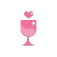 happy Valentijnsdag hart romantisch drankje beker roze ontwerp vector