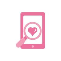 gelukkige Valentijnsdag smartphone hart liefde analyse roze ontwerp vector