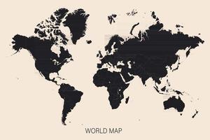 zeer gedetailleerde politieke kaart van de wereld met grenzen aan landen en steden vector