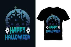 gelukkig halloween. halloween t-shirt ontwerp sjabloon. vector