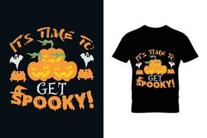 zijn tijd naar krijgen spookachtige. halloween t-shirt ontwerp sjabloon. vector