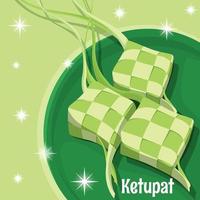 serveer ketupat voor eid-feest vector