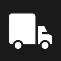 vrachtwagen donker mode glyph ui icoon. lading vrachtauto leveren goederen. Verzenden. gebruiker koppel ontwerp. wit silhouet symbool Aan zwart ruimte. solide pictogram voor web, mobiel. vector geïsoleerd illustratie