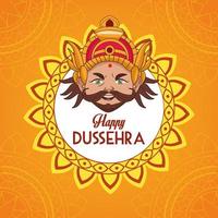 gelukkige dussehra-festivalaffiche met ravana-hoofd in mandala vector