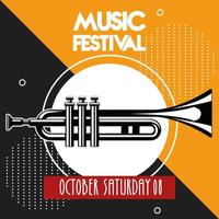 muziekfestivalposter met trompetinstrument vector