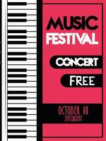 muziekfestival poster met piano instrument musical vector