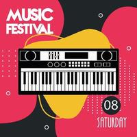 muziekfestivalposter met piano-instrument vector