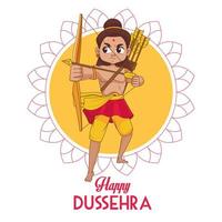 happy dussehra festival poster met rama karakter in mandala vector