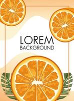 sinaasappels citrusvruchten decoratieve poster met bladeren frame vector