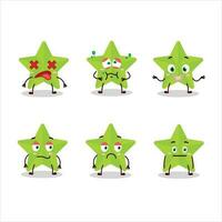 nieuw groen sterren tekenfilm karakter met Nee uitdrukking vector