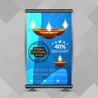 Abstracte stijlvolle Happy Diwali roll-up banner ontwerpsjabloon vector