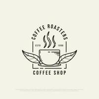wijnoogst koffie winkel logo ontwerp vector, biologisch voedsel en drinken logo vector tekeningen met schets stijl