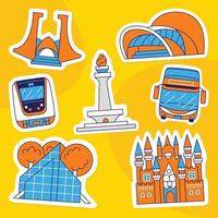 jakarta stickerpakket in platte ontwerpstijl vector