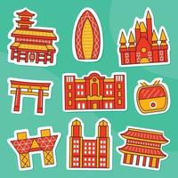 Tokyo stickerpakket in platte ontwerpstijl vector