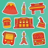 Tokyo stickerpakket in platte ontwerpstijl vector