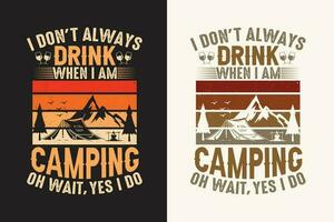 camping t overhemd ontwerp retro wijnoogst kleur afdrukken klaar bestanden vector