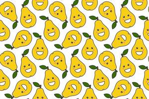 vrolijke kawaii fruitprints voor kinderen schattig naadloos patroon met smileyperen in cartoon-stijl vector