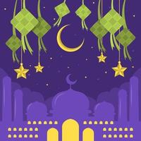 platte eid ketupat decoratie vector