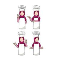 reeks van muslimah chef logo vector