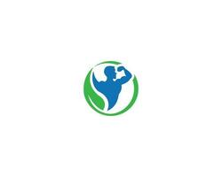 geschiktheid logo met groen blad vector symbool illustratie.
