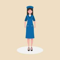 mooi vrouw staand net zo een verpleegster vervelend medisch uniform. vector illustratie.plat ontwerp.