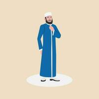 een Mens moslim emam. moslim Mens moefti.islamitisch religie trouw Mens vervelend traditioneel kleren. vector illustratie.