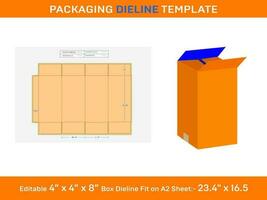 vector rsc Verzending karton, dieline sjabloon, 4x4x8 duim,