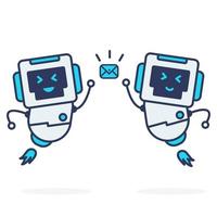 twee robot eenvoudig karakter win bericht schattig karakter illustratie vector