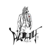 wolf Mens met smoking ,wolf Mens met de woord wild wolf rijk vector