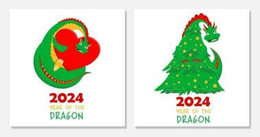 groen draak karakter.draak symbool van 2024 vector