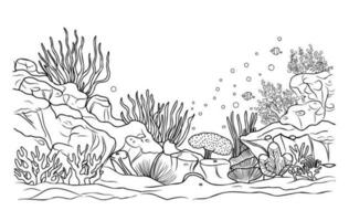 onderwater- wereld kleur bladzijde. kleur bladzijde leven in de oceaan met algen vector