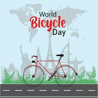 wereld fiets dag illustratie. fiets icoon. fiets silhouet geïsoleerd Aan een blauw achtergrond. belangrijk dag vector