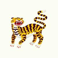 tijger vector illustratie, tekenfilm geel tijger - de symbool van Chinese nieuw jaar. biologisch vlak stijl vector illustratie Aan wit achtergrond.