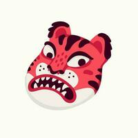 tijger vector hoofd, tekenfilm tijger grappig gezicht Aan wit achtergrond.